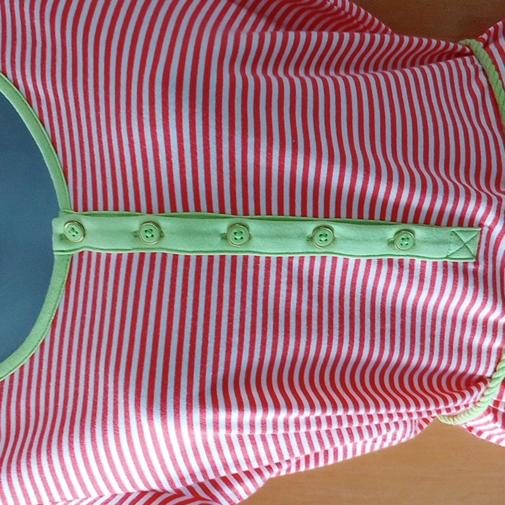 Lands End Nautical Henley Dress  (Orange, White, Lemon/Lime) - Picture 9 of 16